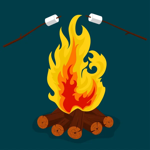 Hoguera de camping, la quema de leña — Vector de stock © ambassador80