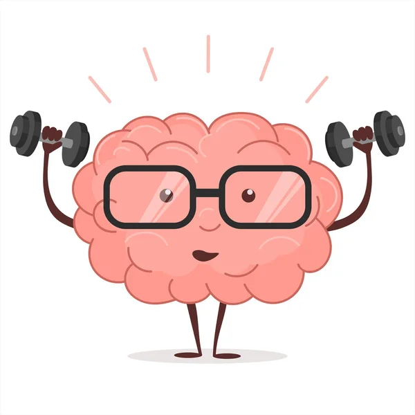 Brain training with dumbbells and glasses. Vector — Stock Vector