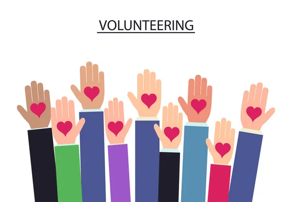 Υψωμένα τα χέρια, τον εθελοντισμό. διάνυσμα — Διανυσματικό Αρχείο