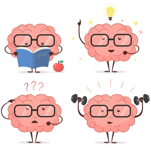 Conjunto de dibujos animados cerebrales. vector — Vector de stock