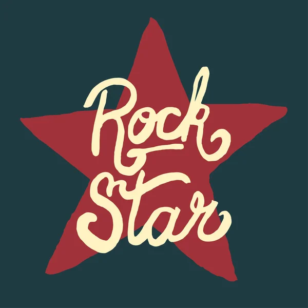 Yıldız yazı rock, çizilmiş poster ya da t-shirt el, vektör — Stok Vektör