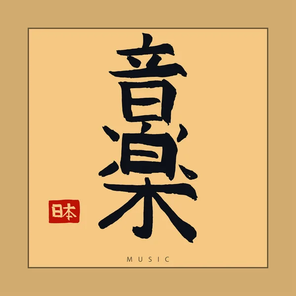 Japon Hiéroglyphe, Calligraphie japonaise dessinée à la main. Vecteur — Image vectorielle