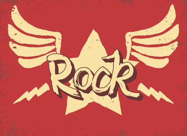 Letras estrella de rock, póster dibujado a mano o camiseta, vector — Vector de stock