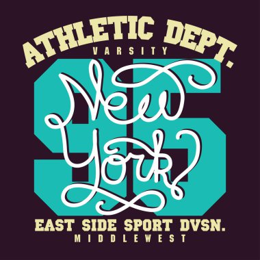 Spor giyim tipografi amblemi, t-shirt damga grafik