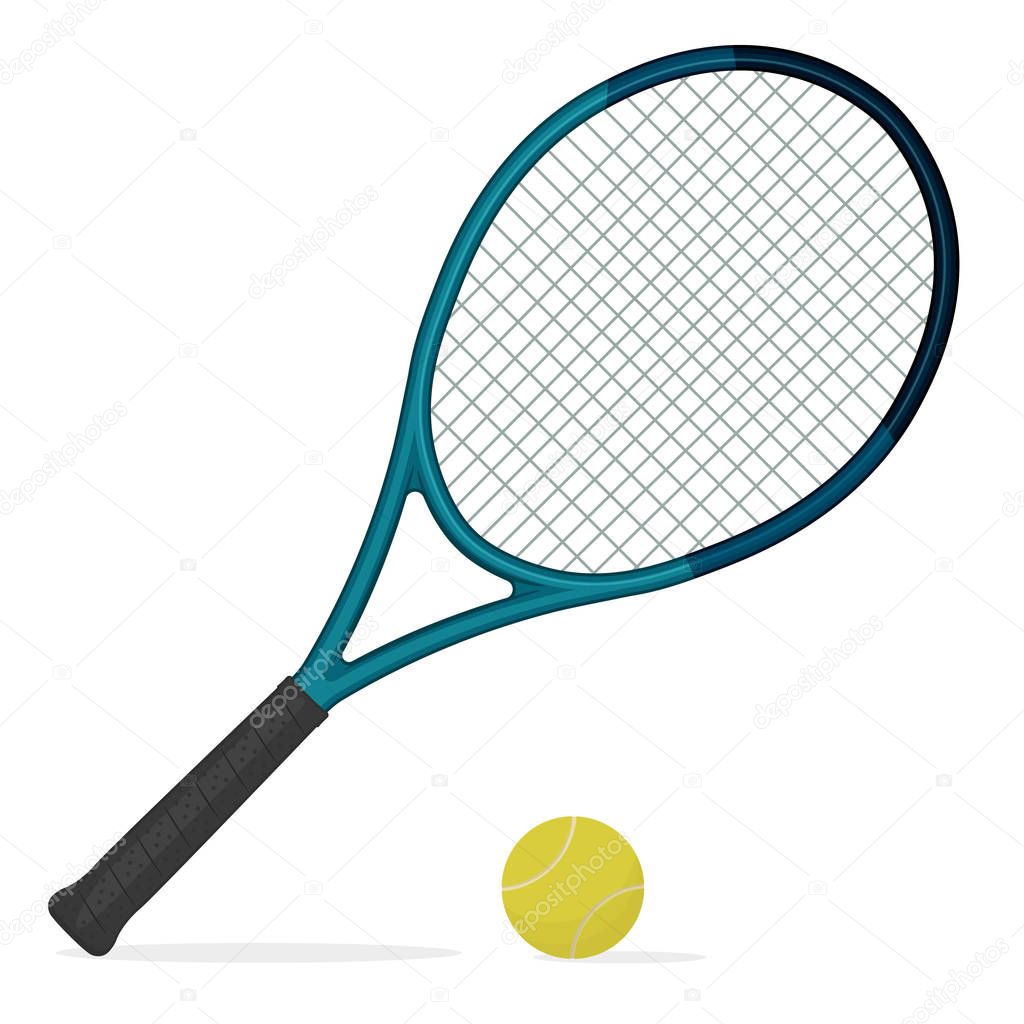 Tennis racket and ball, vector