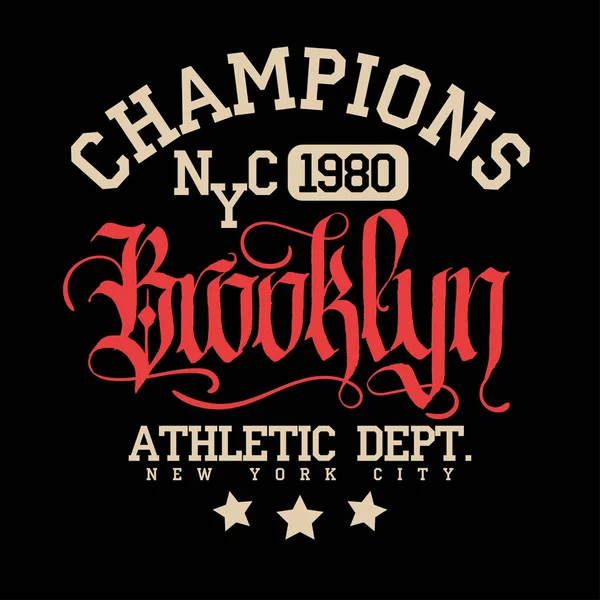 Deporte desgaste tipografía emblema, camiseta estampado gráficos — Archivo Imágenes Vectoriales