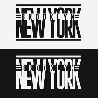 Brooklyn spor giyim tipografi amblemi, t-shirt damga grafik