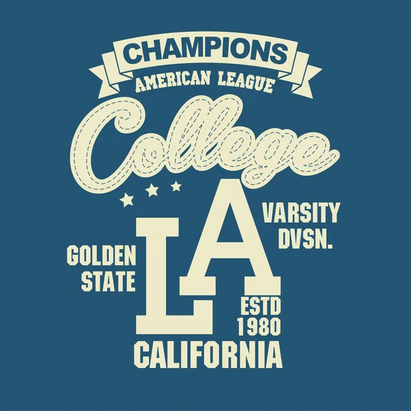 California spor T-shirt tipografi tasarım — Stok Vektör