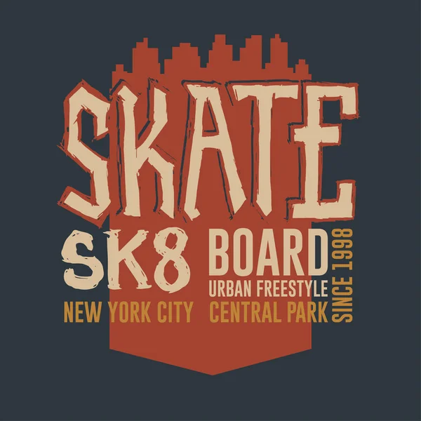 Skateboarding tričko New York grafický design — Stockový vektor