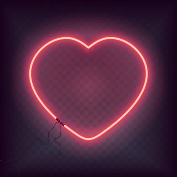 Neon heart glowing sign. Retro Bright heart for Happy Valentine Day greeting card — Stockový vektor