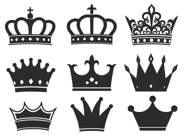 Crown icon collection. Royal diadem symbol Vector — Stock Vector