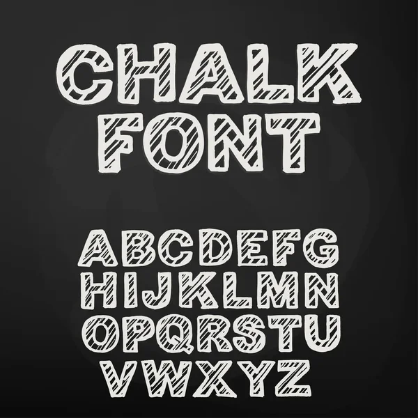 Chalk alphabet on blackboard, abc hand drawing. Vector — Stock Vector