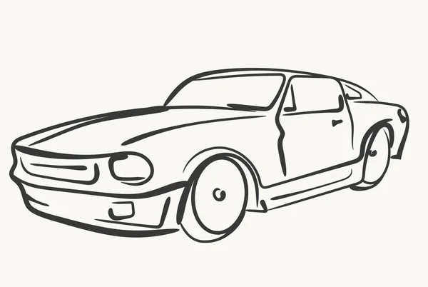 Coche Ilustración simple, silueta de automóvil moderna, contorno de vista lateral, diseño de línea. Vector — Vector de stock