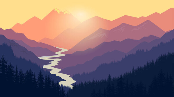 Mountain landscape Nature camping graphics, outdoor traveling illustration — Stock Illustration Mountain landscape Nature camping graphics, outdoor traveling illustration — Stock Vector