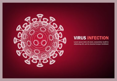Virüs tıbbi afişi. Mikrop, alerji bakterisi, patojen solunum enfeksiyonu. Sağlık sigortası, mikrobiyoloji konsepti. Coronavirus. Vektör