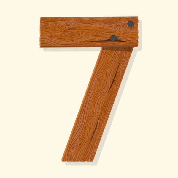 木材番号、釘で保持された木製の板番号フォント。ベクトル — ストックベクタ