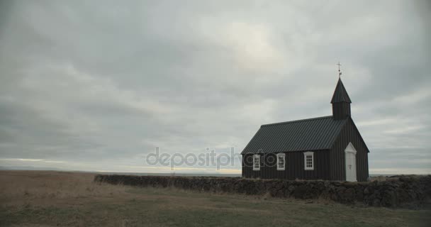 Chiesa Nera Budir Islanda Famosa Chiesa Nera Budir Nella Regione — Video Stock