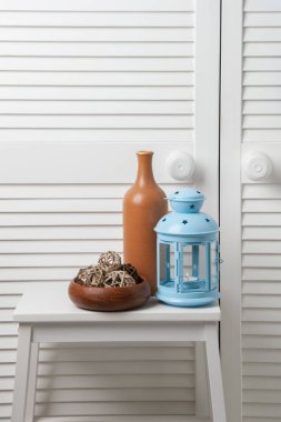 Mavi Kahverengi yatak odası dekor 