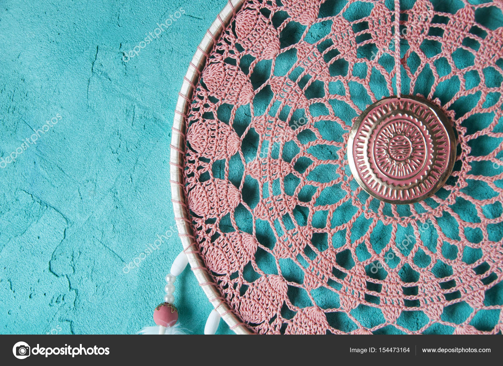 Pink Ash Crochet Doily Dream Catcher Stock Photo C Voisine 154473164