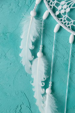 Beyaz tığ işi bardak altlığı peçete rüya yakalayıcı 