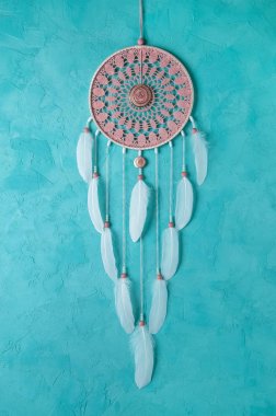 Pembe kül tığ işi bardak altlığı peçete rüya yakalayıcı 