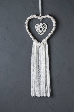 Beyaz kalp dantel rüya yakalayıcı 