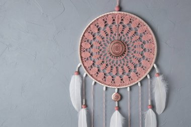 Pembe kül tığ işi bardak altlığı peçete rüya yakalayıcı 