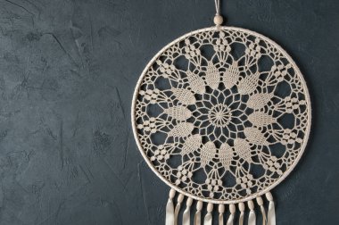 Bej tığ işi bardak altlığı peçete rüya yakalayıcı 