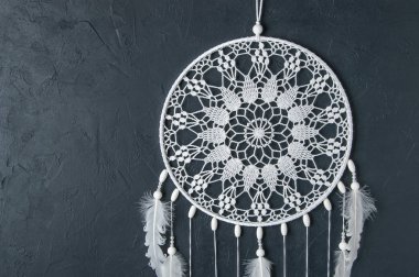 Beyaz tığ işi bardak altlığı peçete rüya yakalayıcı 