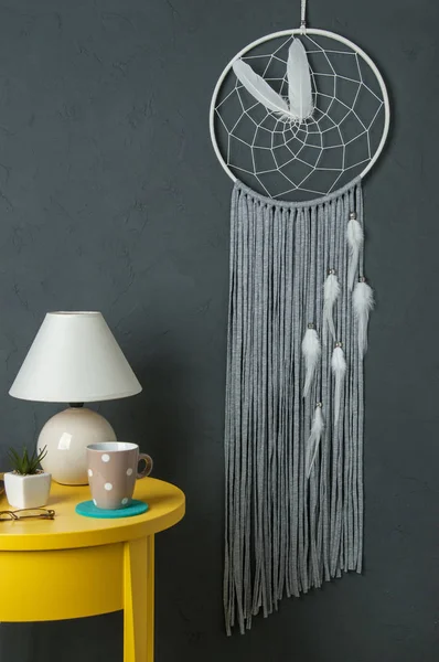 White gray dream catcher — Stock Photo, Image