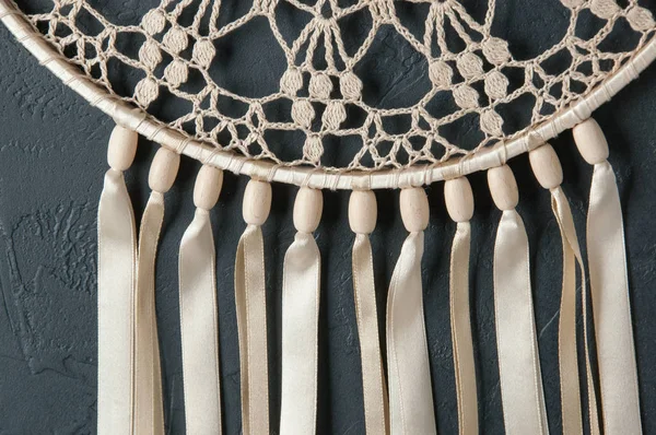 Beige crochet doily dream catcher — Stock Photo, Image