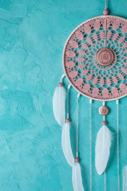 Pembe kül tığ işi bardak altlığı peçete rüya yakalayıcı 