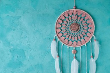 Pembe kül tığ işi bardak altlığı peçete rüya yakalayıcı 