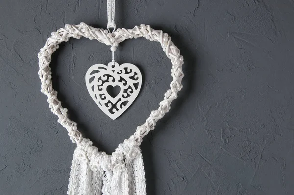 White heart lace dream catcher — Stock Photo, Image