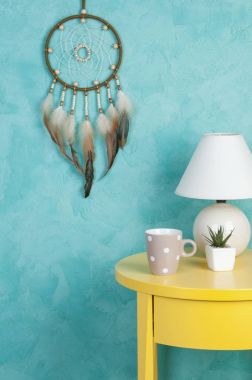 Zeytin rüya yakalayıcı aquamarine üzerinde