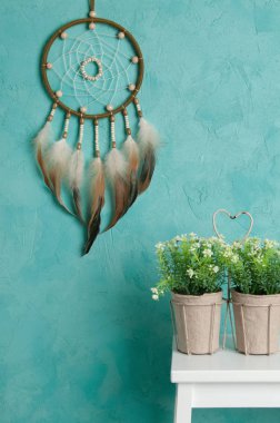 Zeytin rüya yakalayıcı aquamarine üzerinde