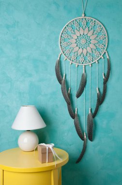 Bej tığ işi bardak altlığı peçete rüya yakalayıcı 