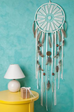 Krem tığ işi bardak altlığı peçete rüya yakalayıcı 