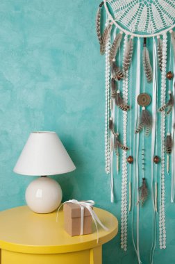 Krem tığ işi bardak altlığı peçete rüya yakalayıcı 