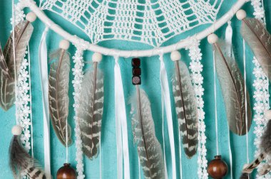 Krem tığ işi bardak altlığı peçete rüya yakalayıcı 