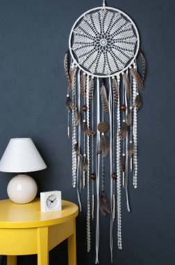 Krem tığ işi bardak altlığı peçete rüya yakalayıcı 