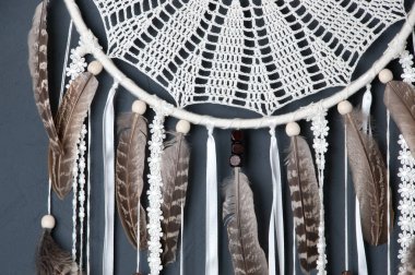 Krem tığ işi bardak altlığı peçete rüya yakalayıcı 