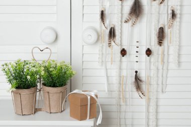 Krem tığ işi bardak altlığı peçete rüya yakalayıcı 