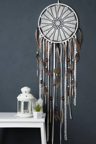 Krem tığ işi bardak altlığı peçete rüya yakalayıcı 