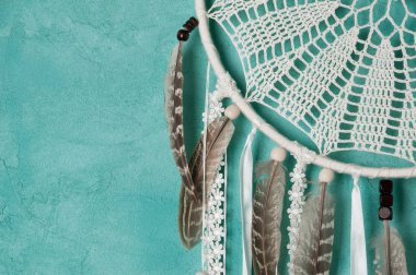 Krem tığ işi bardak altlığı peçete rüya yakalayıcı 