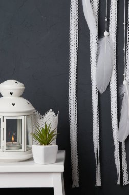 Beyaz tığ işi bardak altlığı peçete rüya yakalayıcı 