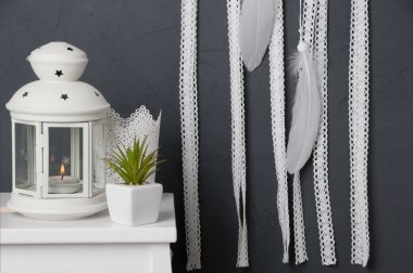 Beyaz tığ işi bardak altlığı peçete rüya yakalayıcı