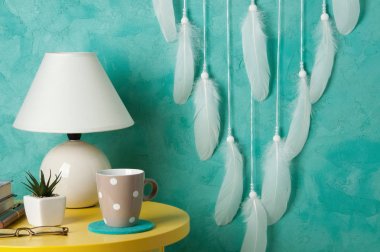 Beyaz tığ işi bardak altlığı peçete rüya yakalayıcı 