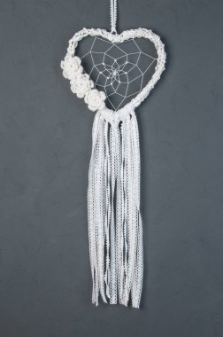 Beyaz kalp dantel rüya yakalayıcı 