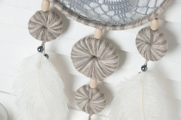 Gri beyaz tığ işi bardak altlığı peçete rüya yakalayıcı 